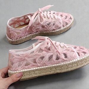 New Jutelia Pink Lace Espadrille Sneakers Size Women's EU 41